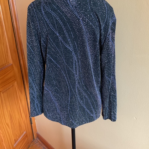 Chic Black and Purple Women's Sequinned Opened Front Cardigan/ Blazer - Picture 2 of 5